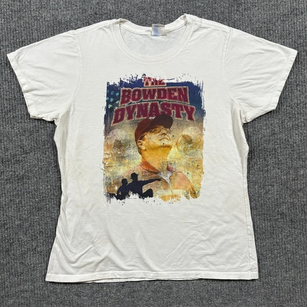 Port & Company Bowden Dynasty Graphic T-Shirt Womens XL White Football Fan Tee‎